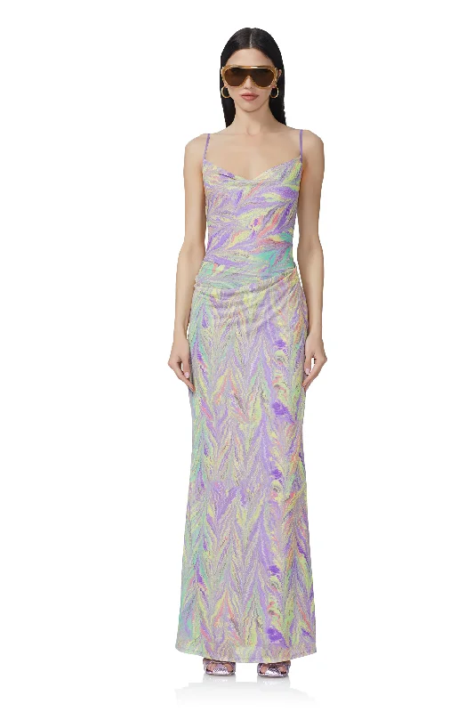 Gillian Maxi Dress - Neon Citrus Swirl