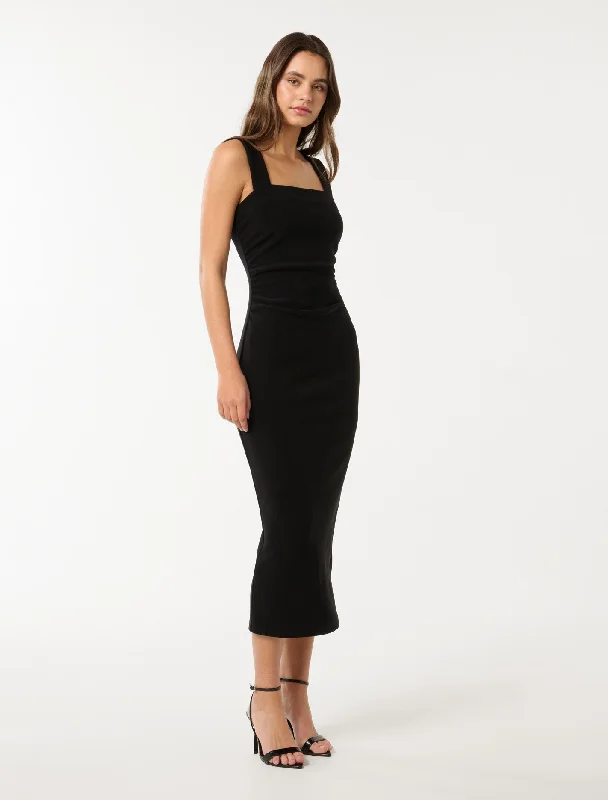 Reina Ruched Bodycon Midi Dress