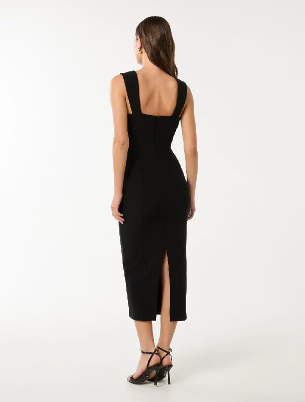 Reina Ruched Bodycon Midi Dress