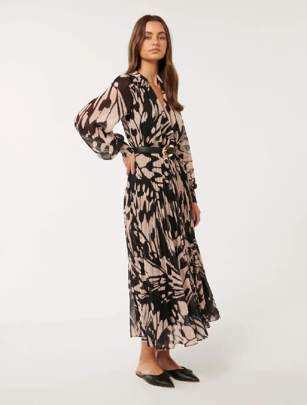 Saskia Pleat Wrap Midi Dress