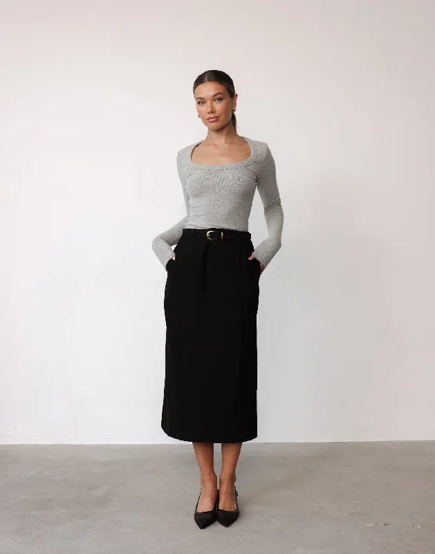 Brigitte Midi Skirt (Black)