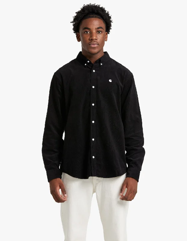 L/S Madison Fine Cord Shirt - Black/White