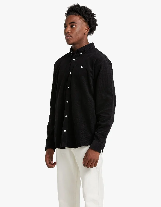 L/S Madison Fine Cord Shirt - Black/White