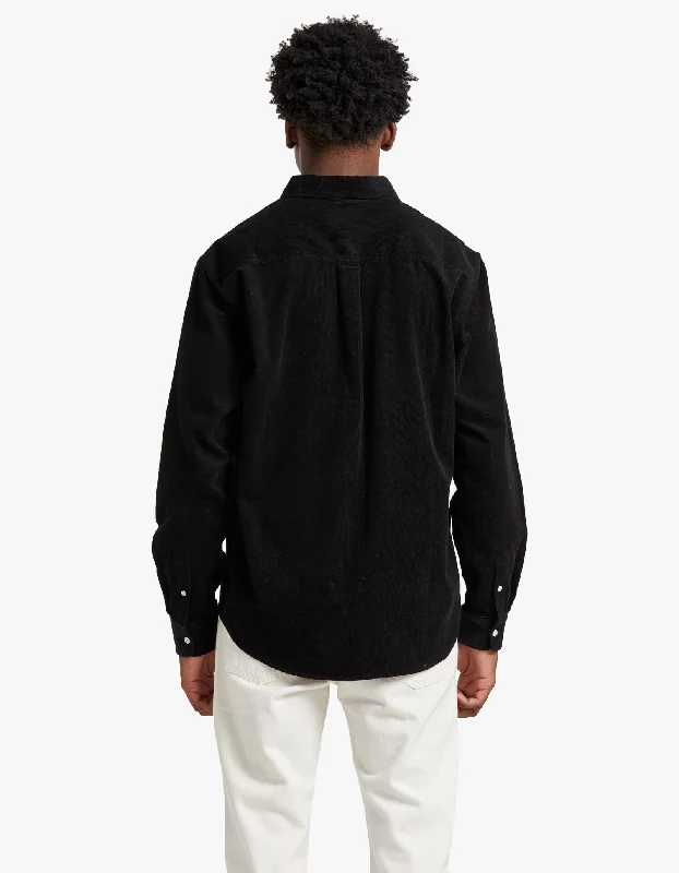 L/S Madison Fine Cord Shirt - Black/White