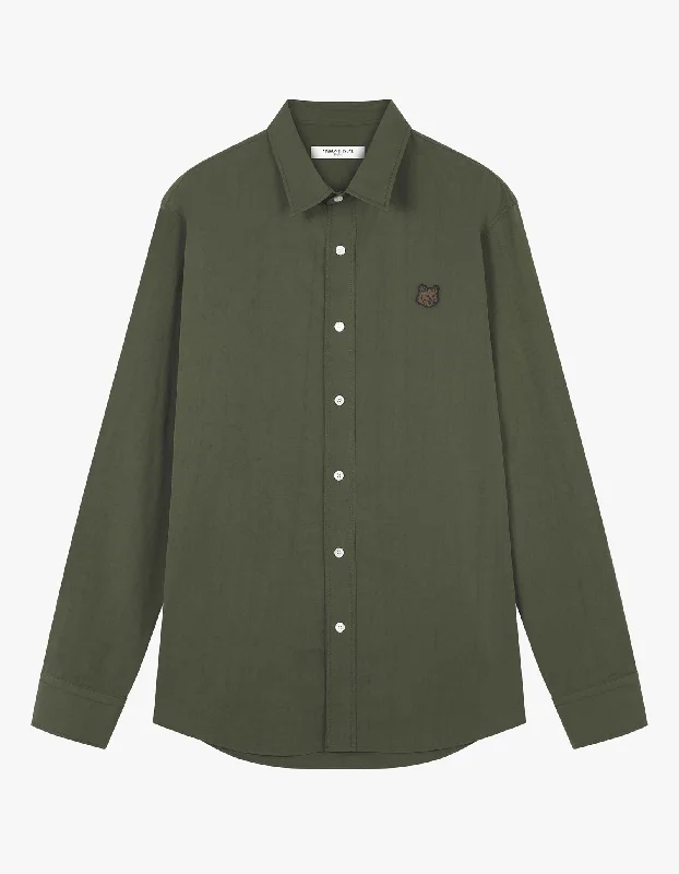 Casual Shirt With Tonal Fox Head Patch In Cotton P - Khaki