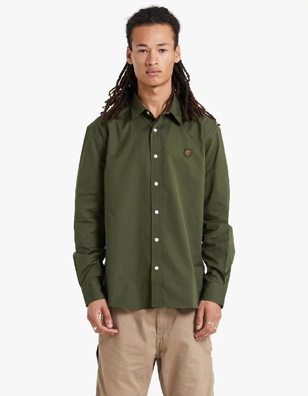 Casual Shirt With Tonal Fox Head Patch In Cotton P - Khaki