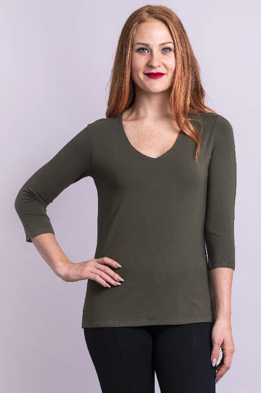 Mia Top, Khaki, Bamboo - Final Sale