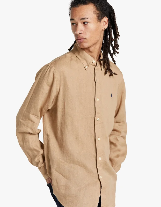 Long Sleeve Linen Sport Shirt - Vintage Khaki