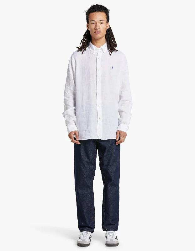 Long Sleeve Linen Sport Shirt - White