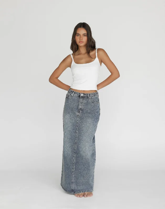 Tyler Denim Maxi Skirt (Faded)