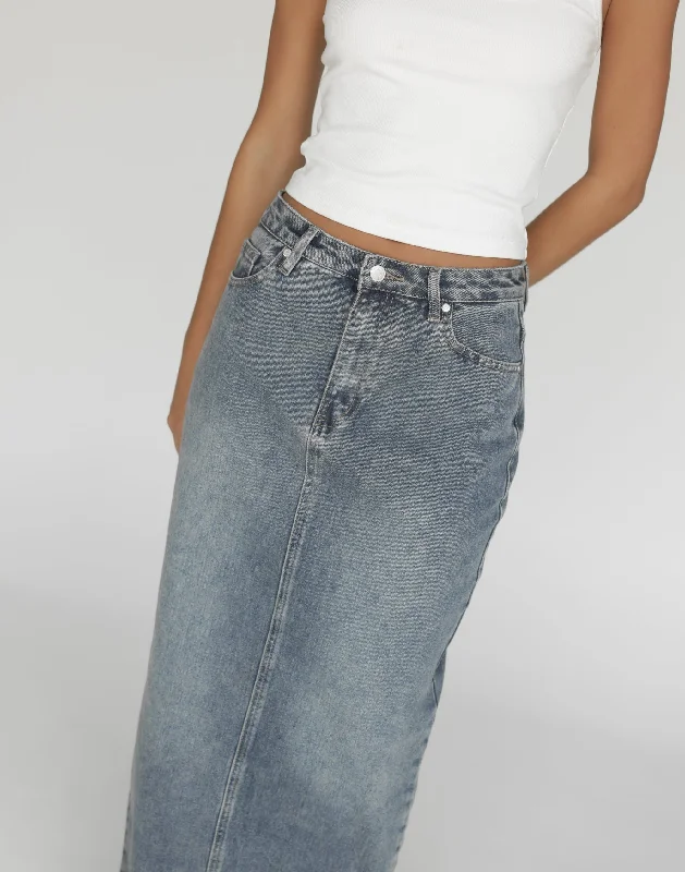 Tyler Denim Maxi Skirt (Faded)