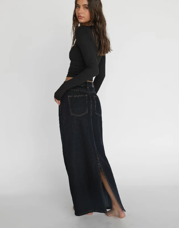 Tyler Denim Maxi Skirt (Midnight)