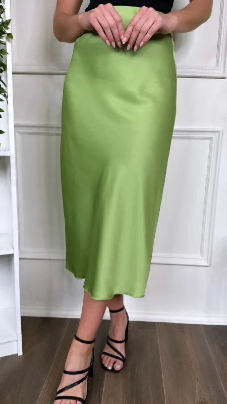 Yaella Light Green Midi Skirt