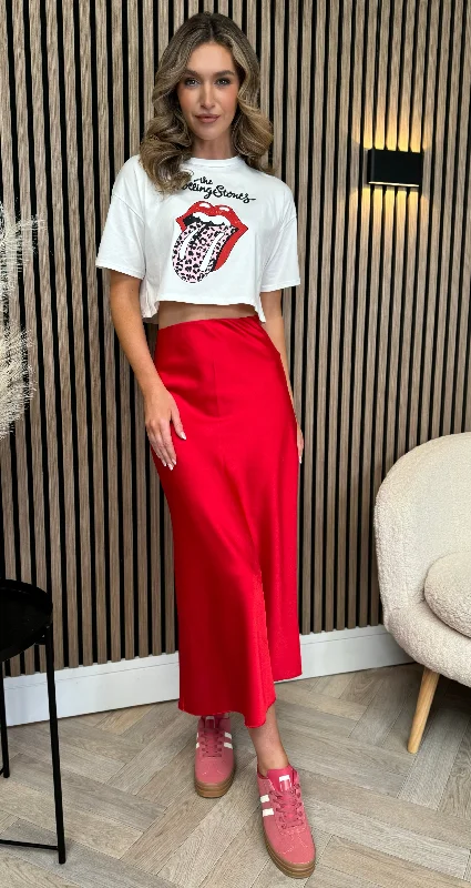 Yaella Red Midi Skirt