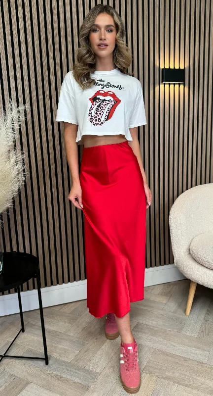 Yaella Red Midi Skirt