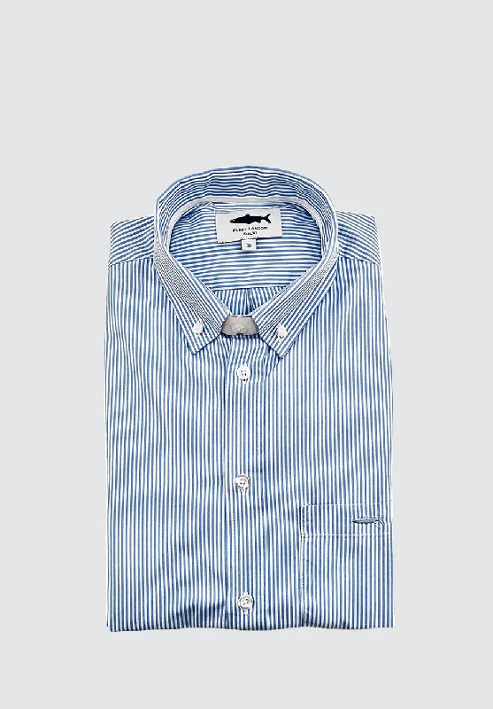 Blue Striped Cotton Shirt for Men