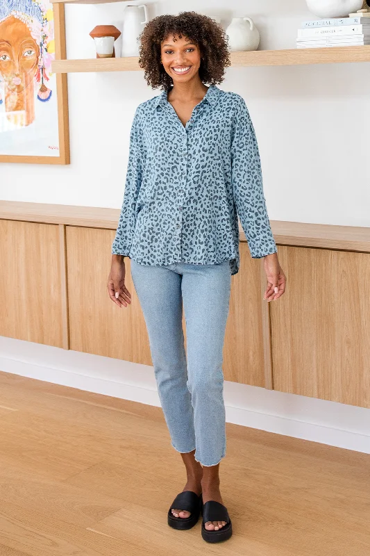 FINAL SALE | Sass Zahlia Shirt Denim Cheetah