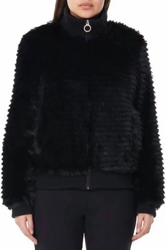 Faux Fur Jacket In Black