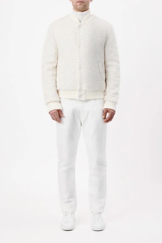 Brandon Bomber Jacket in Ivory Cashmere Boucle