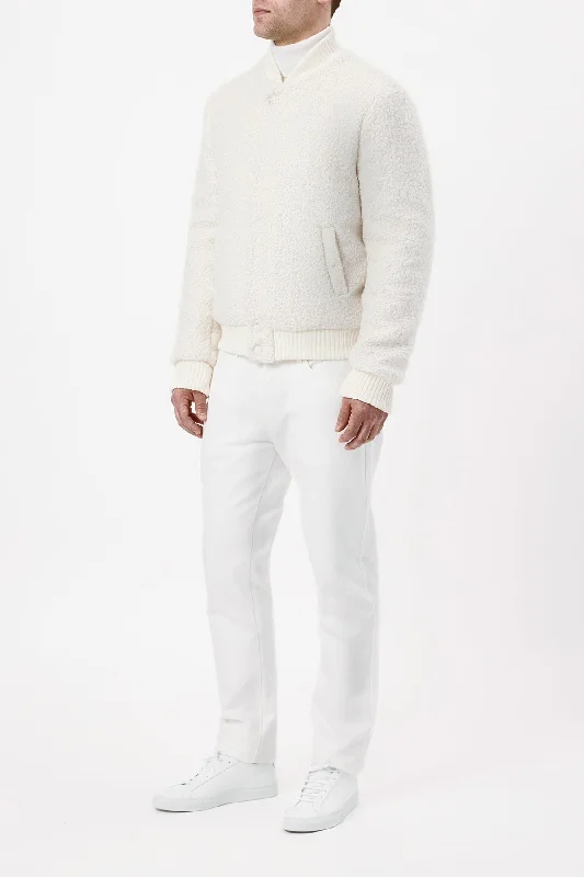 Brandon Bomber Jacket in Ivory Cashmere Boucle