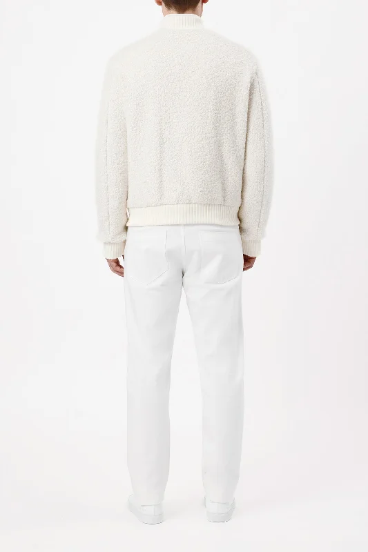 Brandon Bomber Jacket in Ivory Cashmere Boucle