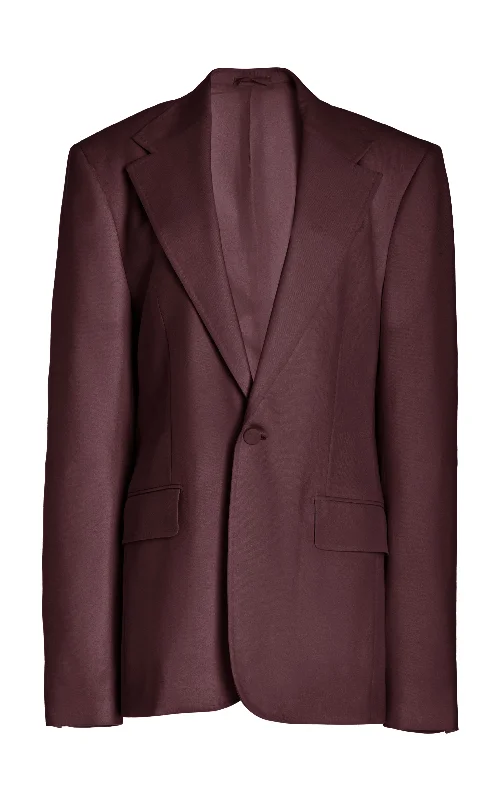 Leiva Blazer in Deep Bordeaux Virgin Wool Twill