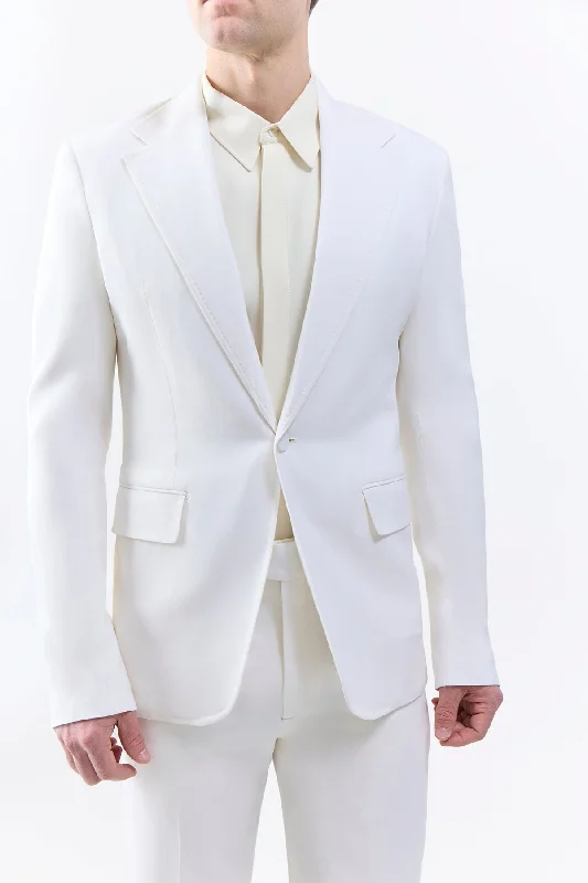 Leiva Blazer in Ivory Virgin Wool Twill