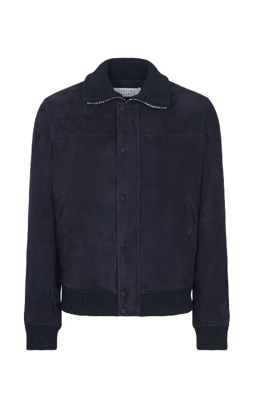 Matthieu Jacket in Dark Navy Suede