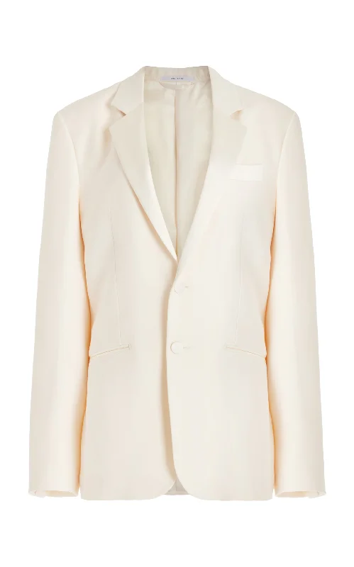 Nicolson Jacket in Ivory Wool Silk Cady