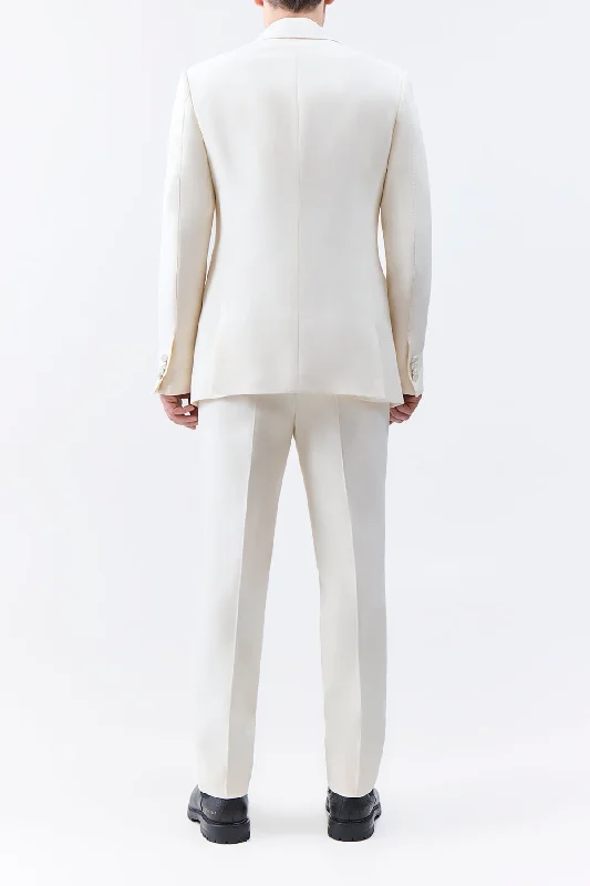 Nicolson Jacket in Ivory Wool Silk Cady