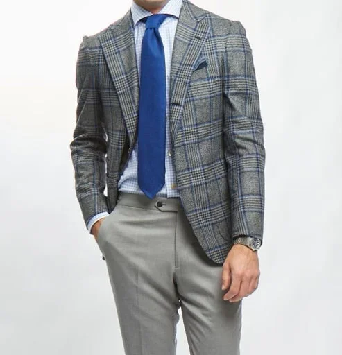 James Jacket in Blue/Grey Glen Plaid